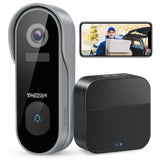 TMEZON WiFi Smart Video Doorbell 1080P Rechargeable Intercom Chime IR Alarm Wireless Security Camera CloudEdge APP